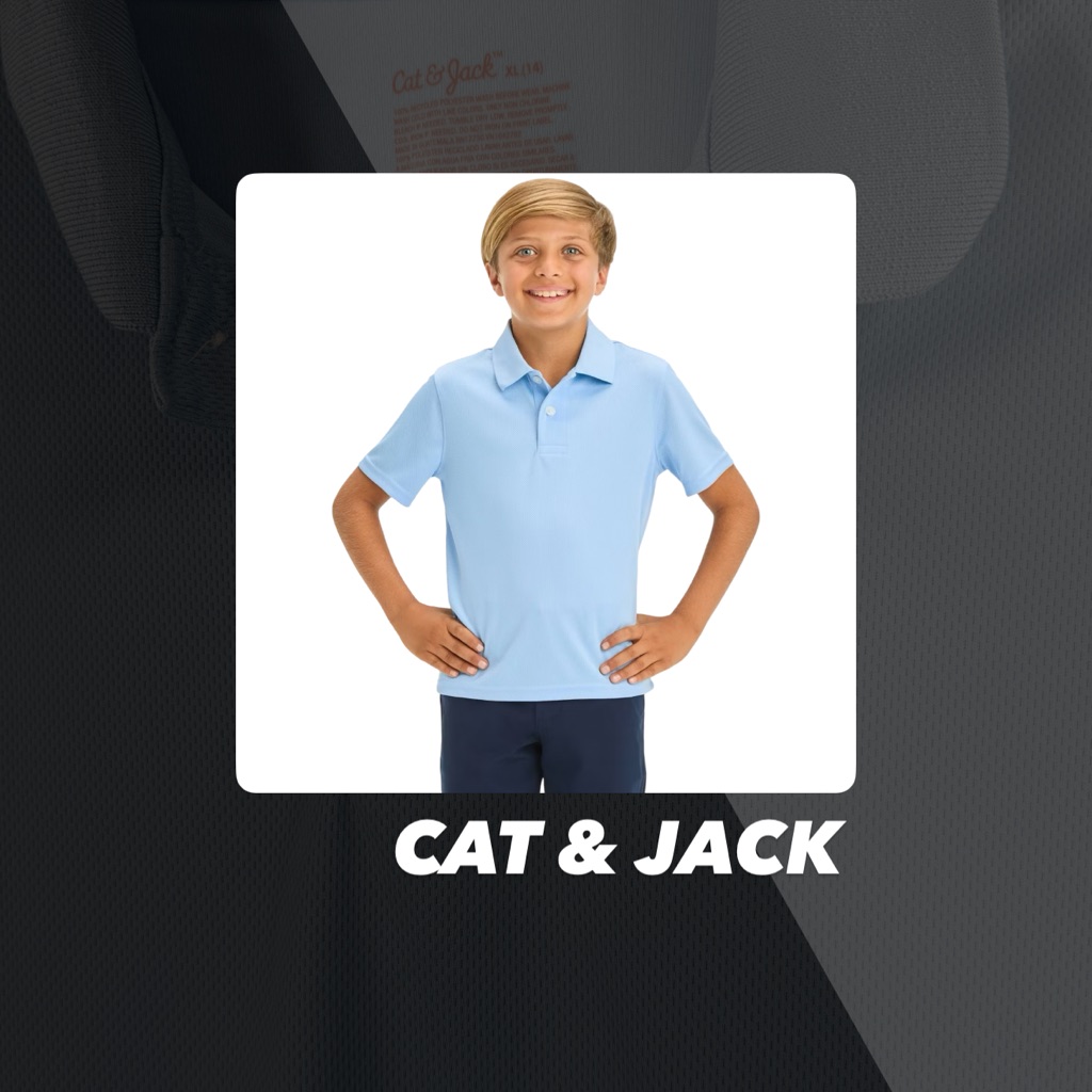 Euc Cat & Jack Light Blue Performance Uniform Polo Shirt